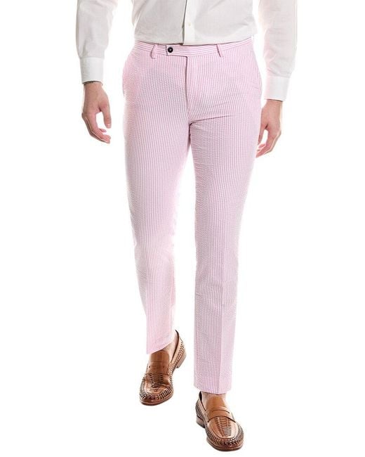 Paisley & Gray Pink Paisley & Downing Seersucker Slim Fit Pant for men