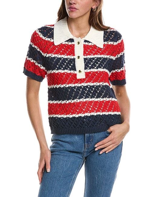Design History Red Striped Polo Sweater