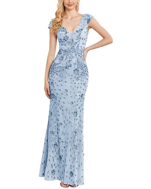 Vincent Blue Embellished Maxi Dress