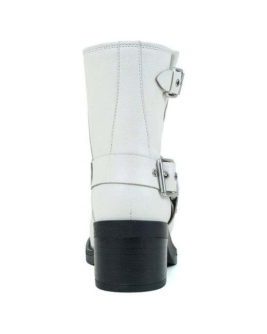 Kenneth Cole White Stride Leather Bootie
