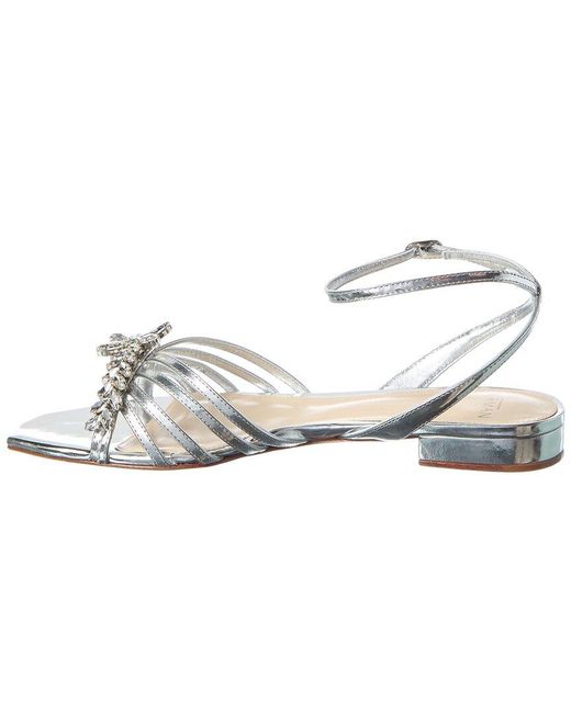 Alexandre Birman White Iggy Crystals Leather Flat