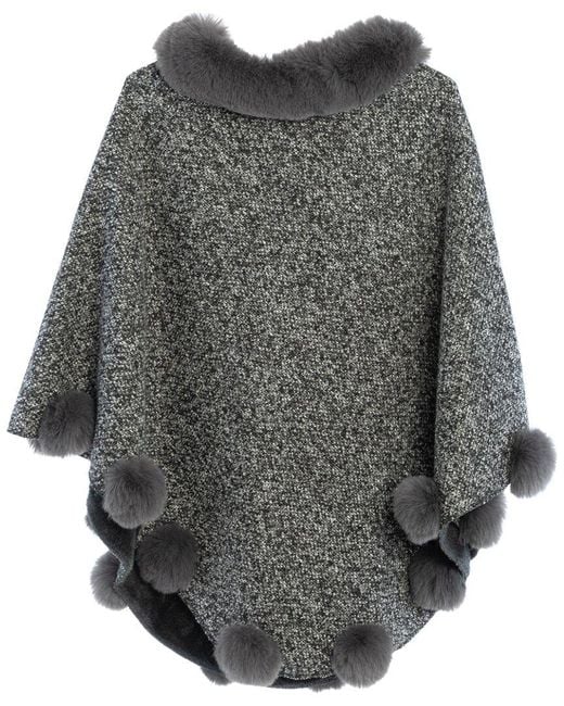 Saachi Gray Pom Pom Poncho