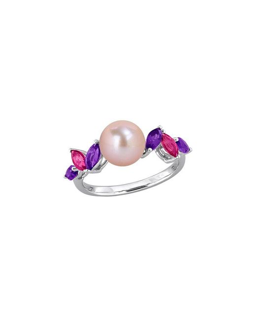 Rina Limor Pink 1.00 Ct. Tw. Gemstone & 8-8.5Mm Pearl Ring
