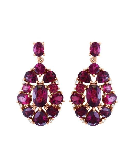 Effy Fine Jewelry Pink 14K Rose 6.66 Ct. Tw. Diamond & Rhodolite Earrings