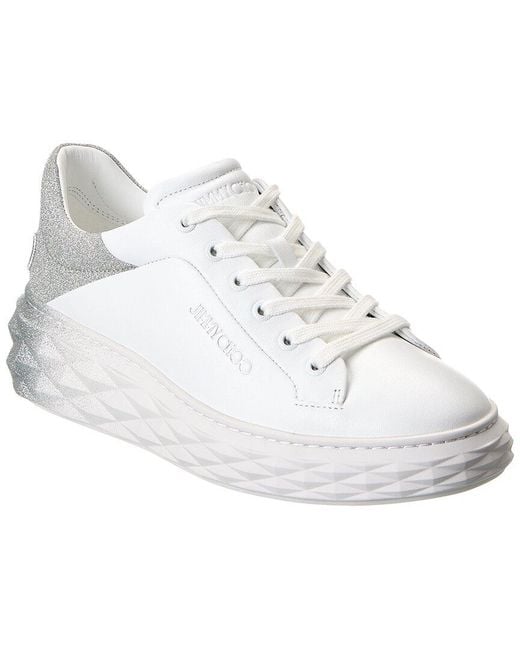 Jimmy Choo White Diamond Maxi/F Ii Leather Sneaker