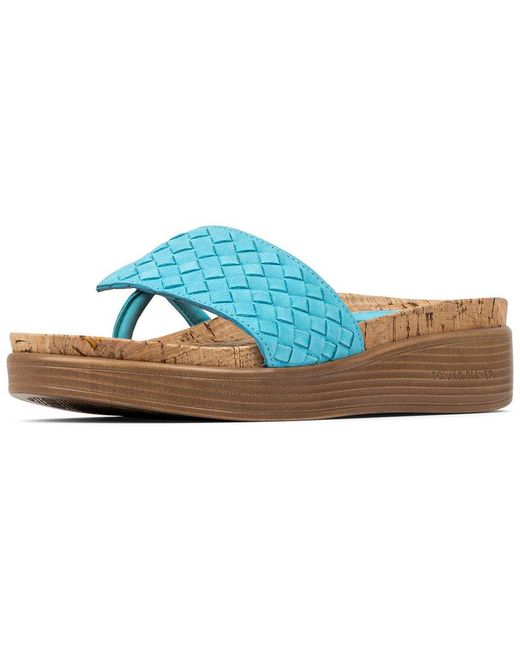 Donald J Pliner Blue Fifisp Leather Footbed Sandal