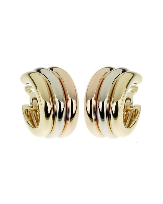 Cartier Metallic 18K Tri-Tone Trinity Large Hoops (Authentic Pre-Owned)