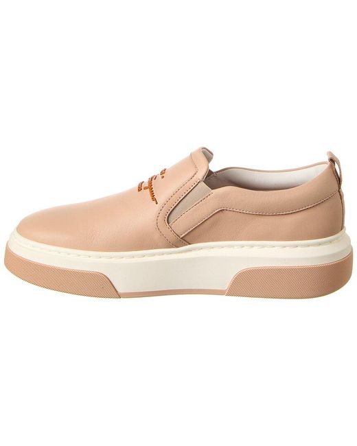 Ferragamo Natural Ferragamo Cassina Leather Slip-On Sneaker