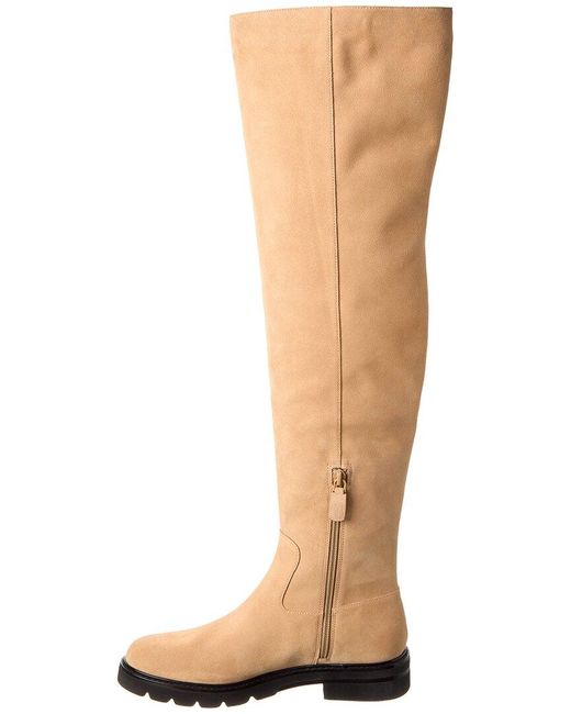 Stuart Weitzman White Chicago Lug Suede Over-The-Knee Boot