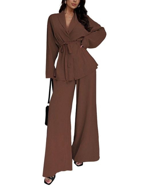 BELLA DESERT Brown 2Pc Cardigan & Pant Set