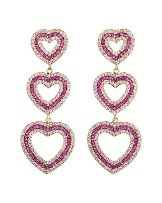 Eye Candy LA Pink Luxe Collection Cz Tier Heart Drop Earrings