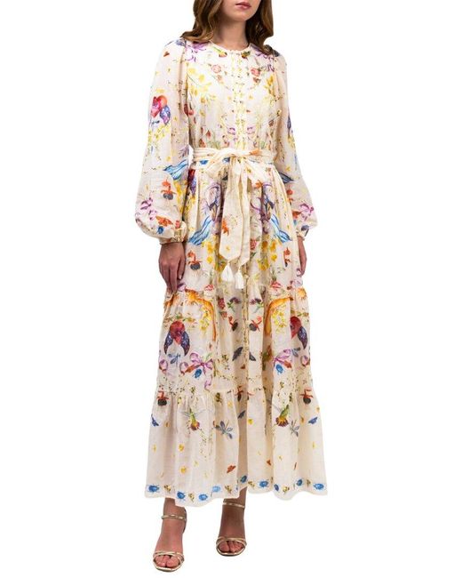 Marchesa White Threadwork Voile Maxi Dress