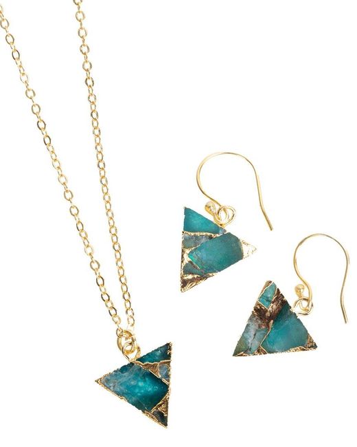 Saachi Blue 18k Plated Mojave Turquoise Necklace & Earrings Set