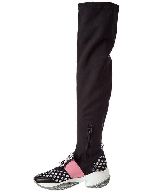 Roger Vivier Black Over-The-Knee Sock Sneaker