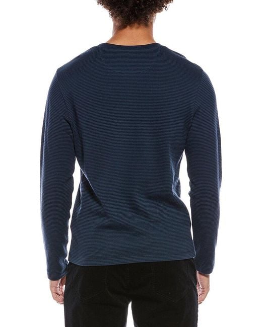 Vince Blue Striped Double Knit Crewneck Sweatshirt for men
