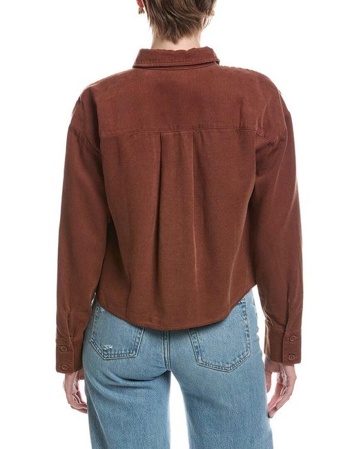 Bella Dahl Brown Oversized Cropped Shacket