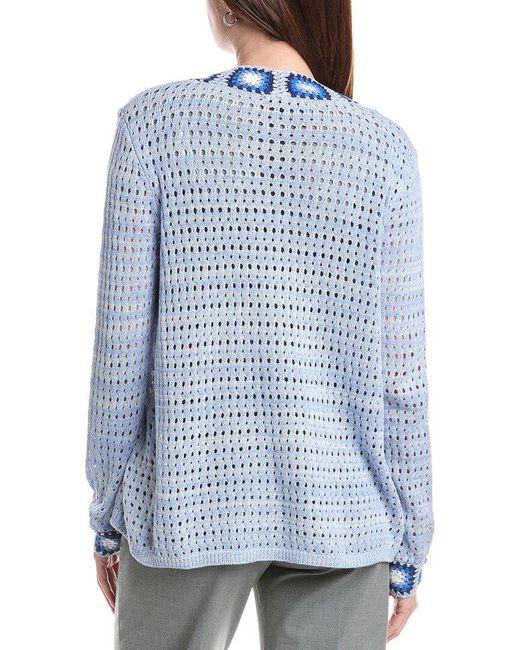 Joseph A Blue Novelty Crochet Cardigan
