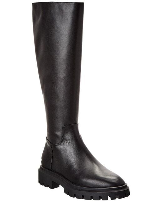Stuart Weitzman Black Ultra Lug Leather Knee-High Boot