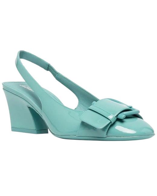 Ferragamo Green Buckle Leather Slingback Pump