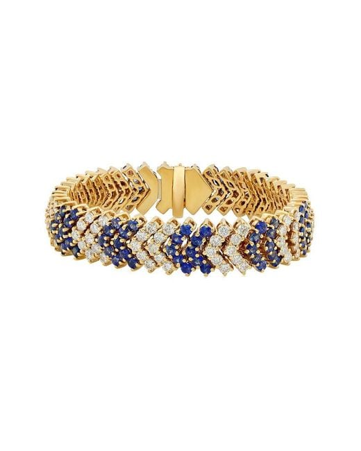 Diana M White Fine Jewelry 18k 14.39 Ct. Tw. Diamond & Sapphire Bracelet