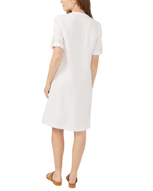 J.McLaughlin White Solid Riviera Linen Dress