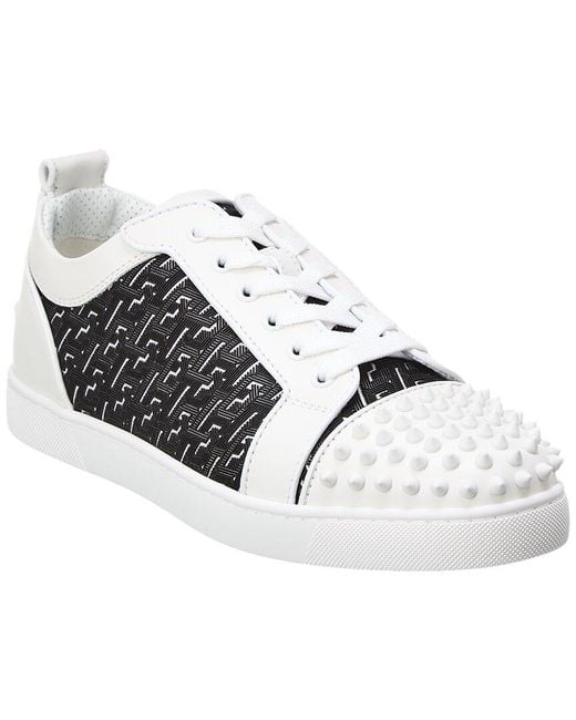 Christian Louboutin Metallic Louis Junior Spikes Coated Canvas & Leather Sneaker for men