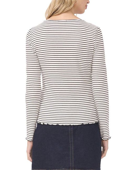 Vince Camuto White Boatneck Front Button Top