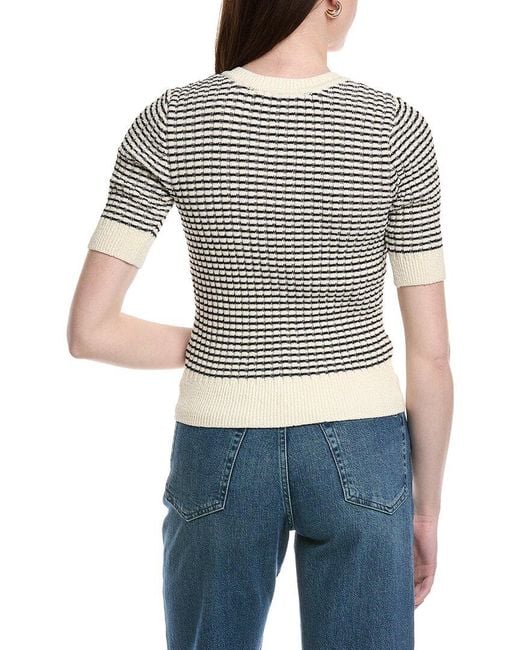 FRAME Gray The Stripe V-Neck Sweater