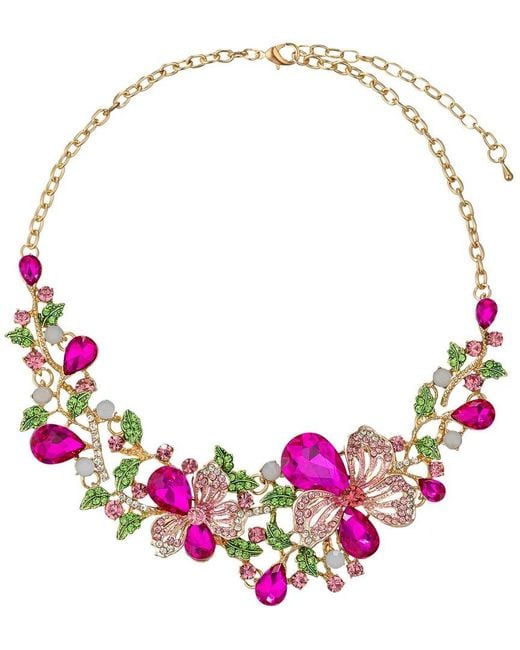 Eye Candy LA Pink Glass Crystal Madison Statement Necklace