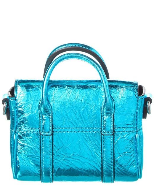 Mulberry Blue Bayswater Micro Leather Satchel