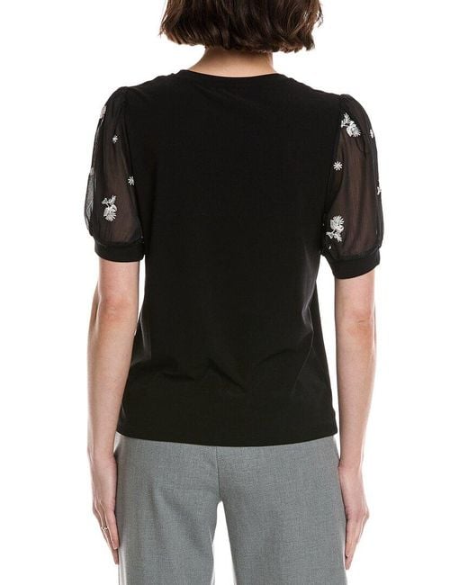 Cece Black Combo Sleeve Top