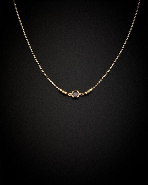 Italian Gold Black 14k Amethyst Bead Necklace