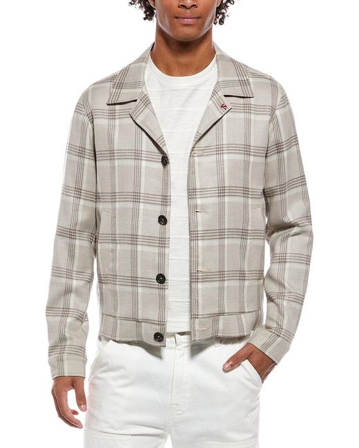 Isaia Gray Portofino Wool, Silk & Linen-Blend Jacket for men