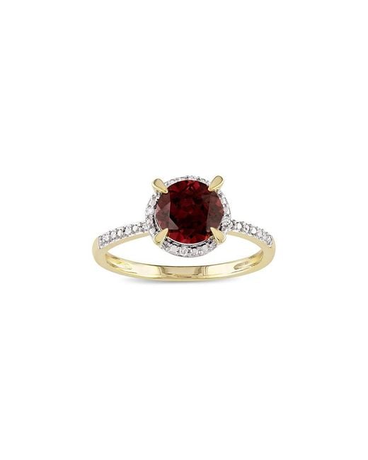 Rina Limor White Fine Jewelery 10K 1.65 Ct. Tw. Diamond & Garnet Ring