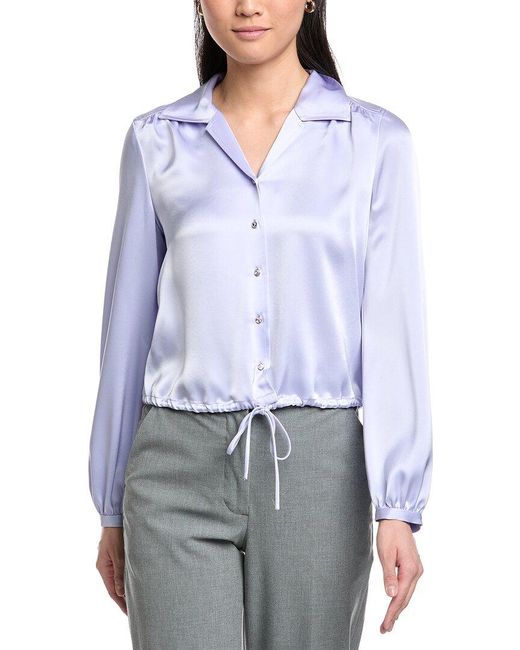 St. John Blue Winged Collar Blouse