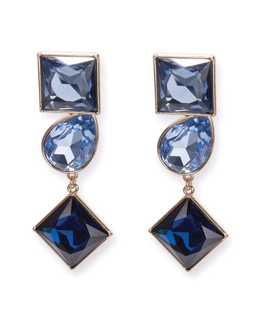 Carolina Herrera Blue Cz Multi-Shape Crystal Drop Earrings