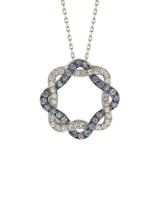 Suzy Levian Metallic 18k & Silver 0.94 Ct. Tw. Sapphire Circle Necklace