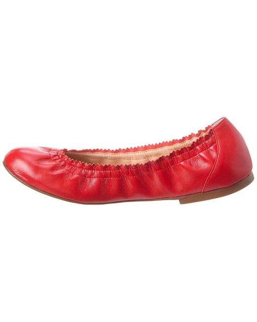 French Sole Red Cecila Leather Flat