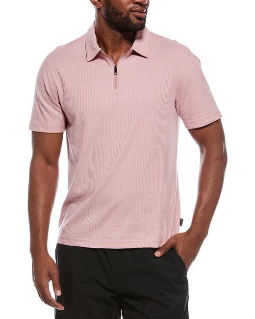 Ted Baker Pink Rib Zip Polo Shirt for men