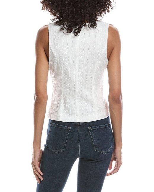 Cece White Embroidered Vest Top