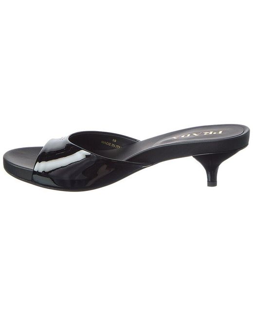 Prada Black Logo Patent Mule