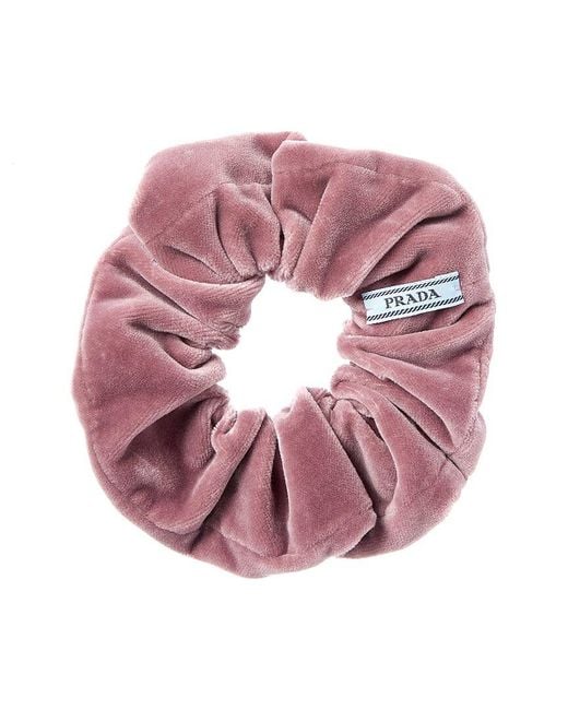 Prada Pink Logo Velvet Scrunchie