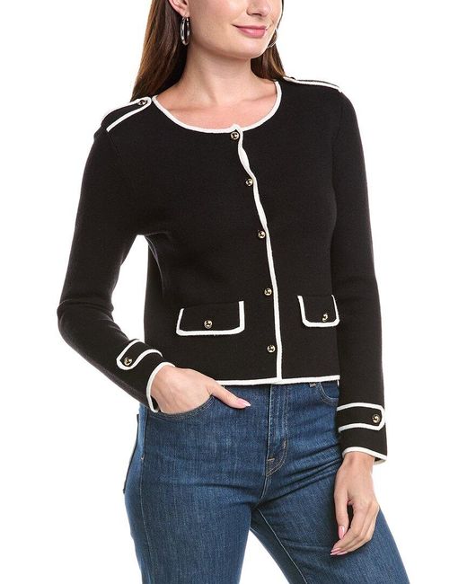 Tahari Black Button-Down Cardigan
