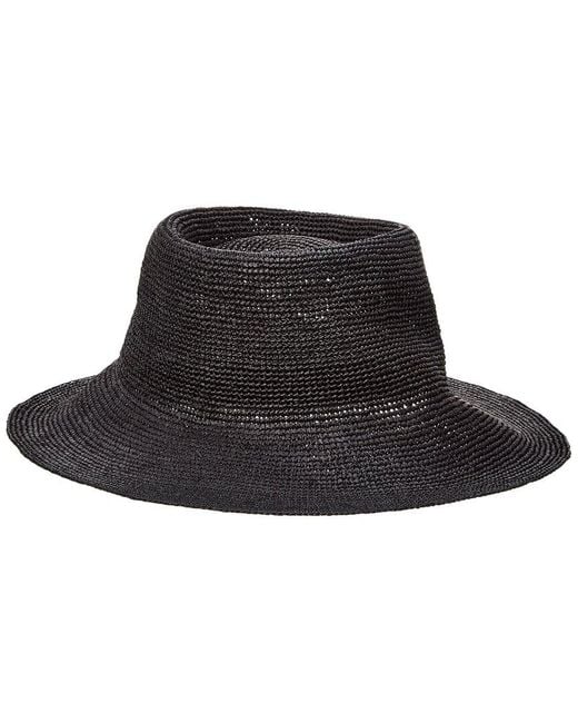 Bruno Magli Black Crochet Straw Bucket Hat