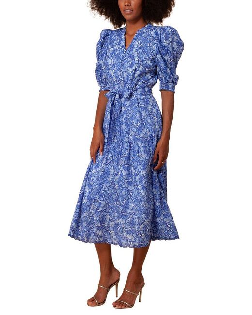 Reina Voile Midi Dress Blue - Hale Bob