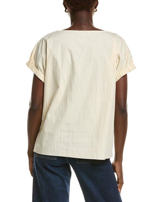 Lafayette 148 New York Natural Gathered Cuff Sleeve Blouse