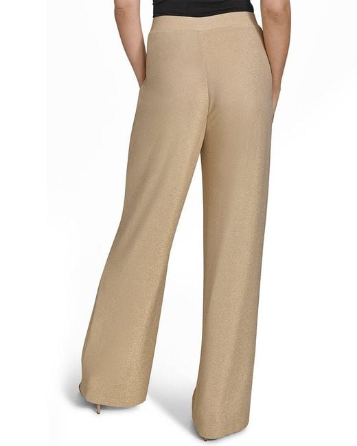 Halston Heritage Natural Wide Leg Metallic Pant