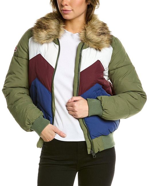 Superdry Raw Vintage Retro Puffer Jacket in Green Lyst