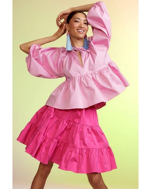 Cynthia Rowley Pink Marrakesh Tiered Skirt