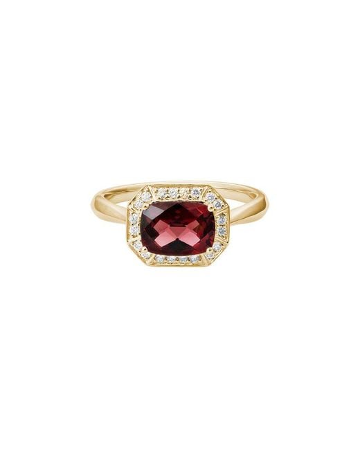Gemstones White 14K Diamond .14 Ct. & 1.10 Ct. Garnet Halo Ring